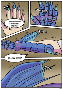 blue_body blue_scales claw_growth claws clothing dialogue fin fin_growth growth human_to_anthro inside male membrane_(anatomy) scale_growth scales shirt solo species_transformation spikes spikes_(anatomy) text tf_into_fictional_character topwear transformation webbed_hands rex_equinox bakugan preyas_(bakugan) animal_humanoid chameleon chameleon_humanoid human humanoid lizard lizard_humanoid mammal reptile reptile_humanoid scalie scalie_humanoid comic english_text hi_res