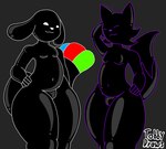 anthro big_butt black_body butt duo male pose standing text three-quarter_view tobydraws4 blacktoby canid canine fox mammal artist_name cel_shading colored_line_art digital_drawing_(artwork) digital_media_(artwork) english_text handwritten_text hi_res line_art portrait restricted_palette shaded three-quarter_portrait