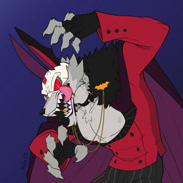 anthro bite bite_mark blood bodily_fluids grey_nipples male muscular muscular_anthro muscular_male neck_bite nipples pecs sander solo rafacr dislyte lilith_games sander_(dislyte) canid canine canis jackal mammal vampire 1:1 2025 colored hi_res signature