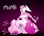 anthro areola big_areola bodily_fluids breast_milking breasts breasts_and_teats clothed clothing ejaculation eyebrows feet female flat_chested fur genitals hair heart_eyes heart_symbol huge_hips huge_thighs huge_udders humanoid_feet hyper hyper_genitalia hyper_udders lactating lips long_nipples masturbation milk nipples no_underwear open_mouth orgasm orgasm_face overweight overweight_anthro overweight_female plantigrade ponytail projectile_lactation simple_background sitting small_breasts small_nipples solo teats thick_bottom_lip thick_eyebrows thick_thighs topwear udders wide_hips wrong_udders moomis lagomorph leporid mammal rabbit digital_media_(artwork) flat_colors hi_res