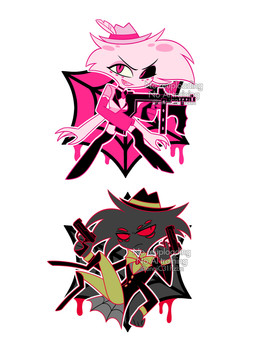 4_arms armwear boots bow_tie chibi clothed clothing do_not_distribute duo elbow_gloves footwear gloves gun handwear hat headgear headwear high_heeled_boots high_heels holding_gun holding_object holding_ranged_weapon holding_weapon legwear male multi_arm multi_eye multi_limb ranged_weapon shoes thigh_boots thigh_highs weapon enaic31 hazbin_hotel hellaverse angel_dust arackniss_(hazbin_hotel) arachnid arthropod demon humanoid spider absurd_res hi_res brother_(lore) brothers_(lore) sibling_(lore)