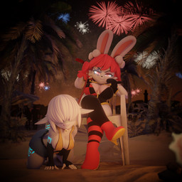 anthro areola areola_slip beach bikini bikini_top bottomwear campfire clothing collar denim denim_bottomwear denim_clothing denim_shorts duo female female/female fireworks fur glowing glowing_eyes glowing_tattoo hair hair_over_eye holiday_message holidays jester_outfit leash leash_pull leashed_collar looking_at_viewer palm_tree plant plastic_chair red_eyes red_hair sand sharp_teeth shorts swimwear tattoo teeth tree two-piece_swimsuit white_body white_fur white_hair monsterbox nkaiz00 4th_of_july in_heat_(game) misty_(in_heat) poppi_(in_heat) aquatic fish lagomorph leporid mammal rabbit shark 1:1 3d_(artwork) blender_(artwork) digital_media_(artwork) hi_res