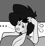 anthro big_breasts breasts clothing female hair huge_breasts shirt solo topwear worried kuge piku_(kuge) caviid guinea_pig mammal rodent monochrome