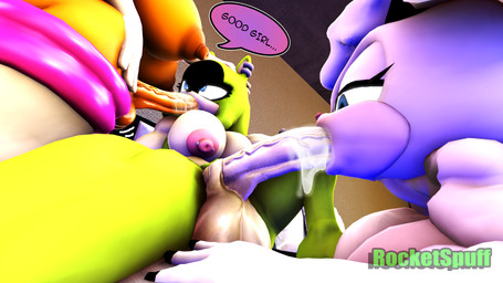 anthro balls big_balls big_breasts big_penis bodily_fluids breasts dominant dominant_gynomorph dominant_intersex ear_piercing ear_ring female genitals good_girl group gynomorph hand_on_head huge_breasts humanoid_genitalia humanoid_penis intersex intersex/female intersex/intersex nipple_piercing nipples oral oral_penetration penetration penis piercing ring_piercing saliva saliva_on_penis speech_bubble trio rocketspuff kabalmystic_(modeler) idw_publishing sega sonic_the_hedgehog_(comics) sonic_the_hedgehog_(idw) sonic_the_hedgehog_(series) lanolin_the_sheep_(sonic) rouge_the_bat surge_the_tenrec afrosoricid bat bovid caprine mammal sheep tenrec 16:9 3d_(artwork) 4k absurd_res digital_media_(artwork) hi_res widescreen
