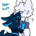 anthro biped blue_body blue_fur blue_tongue duo eyes_closed fur hug machine male tongue white_body white_fur mrfluffypants18 domestic_cat felid feline felis mammal protogen 1:1 2024 hi_res