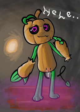 aphrodisiac aphrodisiac_gas backlighting bodily_fluids cum female floral food fruit genital_fluids genitals heart_eyes heart_symbol laugh leaf light looking_at_viewer outline plant pumpkin shy_smile solo standing tail vaginal_fluids vulva young unknown_artist blushcrunch_studio dandy's_world roblox gourdy_(dandy's_world) gourdy_holloway humanoid hi_res lighting