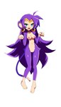 anthro areola big_areola biped blue_eyes breasts choker crown ear_piercing eyelashes feet female fur genitals gold_ear_piercing gold_ear_ring gold_piercing gold_tiara hair headgear jewelry looking_at_viewer medium_breasts navel necklace nipples nude open_mouth open_smile paw_pose piercing pose purple_body purple_fur purple_hair pussy simple_background smile solo standing style_emulation tail tan_body teeth tiara white_background niyuyu shantae_(series) wayforward shantae shantae_(monkey_form) haplorhine mammal monkey primate 2022 absurd_res full-length_portrait hi_res portrait