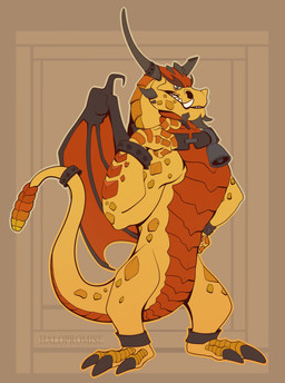 anthro beard bracelet broken_horn claws collar eyebrows facial_hair facial_spikes fangs grey_background horn horn_jewelry jewelry male muscular muscular_anthro muscular_male orange_body orange_scales red_body red_scales scales sharp_teeth simple_background smile solo spikes spikes_(anatomy) standing tail teeth thick_eyebrows underbite wings yellow_body yellow_scales conditional_dnp halopromise activision mythology spyro_reignited_trilogy spyro_the_dragon boris_(spyro) rescued_dragons_(spyro) dragon mythological_creature mythological_scalie reptile scalie 2019 absurd_res hi_res