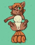 anus bird's-eye_view bodily_fluids brown_body brown_fur brown_nose female female_feral feral fur genital_fluids genitals gloves_(marking) green_eyes hair high-angle_view leg_markings looking_at_viewer lying markings multi_tail on_back one_eye_closed open_mouth orange_hair pawpads pink_pawpads pussy socks_(marking) solo tail vaginal_fluids fiona_(artist) nintendo pokemon fiola_(fiona) generation_1_pokemon pokemon_(species) vulpix 2014