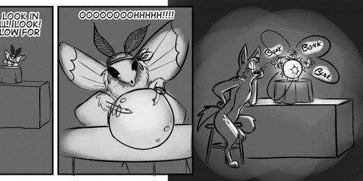 2_toes 4_fingers ambiguous_feral ambiguous_gender antennae_(anatomy) anthro arm_tuft armlet athletic athletic_anthro athletic_male bent_legs biped black_eyes black_nose black_sclera bonk_(sound_effect) butt canyon cheek_tuft chest_tuft close-up clothing cloud cloudy_sky compound_eyes crystal_ball dark darkness desert dialogue duo elbow_on_table elbow_tuft electrocution facial_tuft featureless_butt feet feral fingers flying following fortune_teller fortune_telling front_view furniture glowing grass group gypsy half-closed_eyes hand_on_back hand_on_own_back head_on_hand head_tuft headgear headkerchief headwear humanoid_hands humor insect_wings inside kerchief knee_tuft leg_tuft light lines_drawn looking_at_another male male_anthro monobutt motion_lines narrowed_eyes neck_tuft nude nude_anthro nude_male open_mouth orb outside paws pecs plant plantigrade raised_heel reaction_shot realistic rear_view shoulder_tuft side_view sitting sitting_at_table sitting_on_stool size_difference sky smaller_ambiguous smaller_feral social_nudity sound_effects standing star_symbol stool swarm table talking_to_another teeth_showing tent text three-quarter_view tiptoes toes trail tuft unimpressed walk-in walking whisker_spots whiskers wide_hips wings stevethedragon coyoteville sean_o'desse arthropod canid canine canis coyote insect lepidopteran mammal moth 2014 black_and_white comic detailed digital_drawing_(artwork) digital_media_(artwork) english_text greyscale monochrome shaded sketch female_(lore)