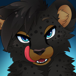 ambiguous_form ambiguous_gender black_body black_fur black_markings black_nose blue_eyes brown_eyebrows brown_markings cheek_tuft eyebrows facial_tuft fangs front_view fur hair inner_ear_fluff licking licking_lips markings open_mouth short_hair solo spots spotted_body spotted_fur teeth tongue tongue_out tuft feve cheetah felid feline mammal 1:1 colored digital_drawing_(artwork) digital_media_(artwork) icon shaded
