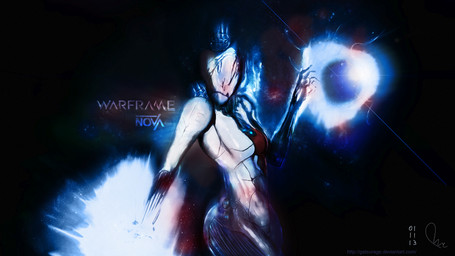 5_fingers armor big_butt breasts butt feet female fingers glistening lights solo toes unknown_artist digital_extremes tencent warframe nova_(warframe) alien tenno 16:9 hi_res widescreen