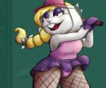 anthro blonde_hair breasts buckteeth clothing eyeshadow female fishnet_clothing gloves hair handwear legwear leotard makeup outside red_eyes short_stack simple_background smile solo sport teeth tennis tennis_racket tights sin-sational sr third-party_edit mario_bros mario_tennis nintendo super_mario_odyssey broodal hariet_(mario) lagomorph leporid mammal rabbit 2018 color_edit colored digital_media_(artwork) hi_res