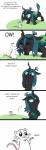 duo fangs female feral hair horn teeth text wings doublewbrothers friendship_is_magic hasbro my_little_pony queen_chrysalis_(mlp) arthropod changeling mammal mouse murid murine rodent 2018 absurd_res comic english_text hi_res