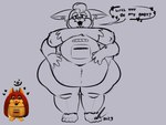 anthro belly better_version_at_source big_belly big_breasts big_ears breasts cassette_player chest_fur classica_p female hanging_belly head_tuft mama_tattletail overweight solo speech_bubble tattletail_(species) tuft