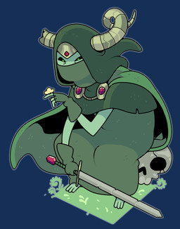 alternate_universe ambiguous_gender barefoot bone broken_horn cape clothed clothing curled_horn feet fiddlehead fingerless_gloves flower gloves grass handwear holding_melee_weapon holding_object holding_sword holding_weapon hood horn melee_weapon not_furry plant skull solo sword toony weapon discount-supervillain adventure_time cartoon_network the_lich_(adventure_time) humanoid lich mammal undead digital_media_(artwork) green_theme hi_res