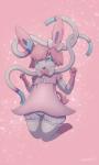 anthro anthrofied blue_eyes clothed clothing female hair kemono pokemorph ribbons simple_background smile solo sadleen nintendo pokemon eeveelution generation_6_pokemon pokemon_(species) sylveon 3:5 absurd_res digital_media_(artwork) hi_res