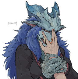 2_horns 5_fingers ambiguous_gender ambiguous_human anthro anthrofied arms_bent asian_clothing black_clothing black_shirt black_topwear blue_body blue_ears blue_hair bodily_fluids breasts claws clothed clothed_anthro clothed_female clothing disembodied_hand duo east_asian_clothing eyelashes fangs female female/ambiguous female_anthro finger_claws finger_fetish finger_lick finger_play fingernails fingers first_person_view hair hand_lick holding_arm horn human_pov japanese_clothing japanese_school_uniform licking looking_at_viewer nails pink_inner_ear pov_hands pupils saliva school_uniform serafuku sharp_teeth shirt simple_background solo_focus tan_body tan_skin teeth text three-quarter_view tongue topwear uniform white_background yellow_sclera ggnn_(artist) capcom monster_hunter elder_dragon human lunastra mammal 2025 artist_name digital_media_(artwork) shaded