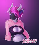 anthro breasts cat_lingerie cleavage_cutout clothed clothing cutout female hair horn lingerie navel pink_clothing pink_hair purple_body purple_eyes simple_background solo dharmony mythology crist dragon mythological_creature mythological_scalie scalie 2023 absurd_res digital_media_(artwork) hi_res shaded