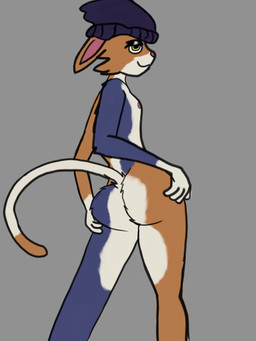 anthro beanie beanie_only butt butt_focus clothing female grey_background hat hat_only headgear headgear_only headwear headwear_only holding_butt mostly_nude nipples rear_view simple_background solo limxxaa epic_games fortnite meow_skulls 3:4 absurd_res colored_sketch hi_res sketch