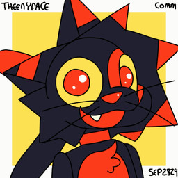 animated_gif black_body blinking collar fur male open_mouth red_body red_fur simple_background solo whiskers theenyface domestic_cat felid feline felis mammal 1:1 animated short_playtime