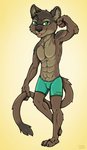 3_toes 4_fingers anthro blep boxers_(clothing) brown_body brown_fur clothing feet fingers fur green_eyes male solo toes tongue tongue_out underwear ziegelzeig bad_guy_cafe simon_fossa euplerid fossa mammal hi_res