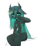 anthro breasts eyebrows eyelashes female green_eyes hair horn navel simple_background small_breasts solo white_background magnaluna friendship_is_magic hasbro my_little_pony queen_chrysalis_(mlp) arthropod changeling 2021 digital_media_(artwork) hi_res