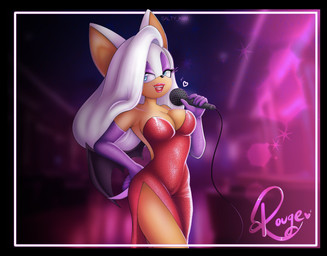 anthro breasts clothing dress electronics female gloves green_eyes hair handwear lipstick long_hair looking_at_another makeup membrane_(anatomy) membranous_wings microphone red_clothing red_dress singing solo sparkles sparkling_clothing sparkling_dress wings wire salty_kiwi disney sega sonic_the_hedgehog_(series) who_framed_roger_rabbit jessica_rabbit rouge_the_bat bat mammal hi_res