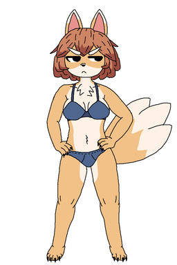 angry anthro brown_hair claws clothing countershading dipstick_ears ear_markings eyebrows female fluffy fluffy_tail hair half-closed_eyes multicolored_ears narrowed_eyes neck_tuft solo tail tuft underwear white_eyebrows anonymous_artist bully_fox 2:3
