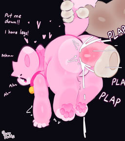 4_toes anal anal_penetration anthro anus balls bell bell_collar big_balls big_butt big_penis bodily_fluids butt collar cum cum_inside digitigrade duo erection feet fluffy fluffy_tail fur genital_fluids genitals hair humanoid_genitalia humanoid_penis lifted male male/male male_penetrated male_penetrating male_penetrating_male nude pawpads paws penetration penile penis pink_body pink_fur raised_tail sex simple_background size_difference solo tail tail_grab text thick_thighs toes white_body white_fur wide_hips bunymarch42 fritz_(winteriris42) kaden_(winteriris42) canid canine canis domestic_dog hybrid lagomorph leporid mammal rabbit absurd_res digital_media_(artwork) english_text hi_res