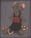 abstract_background anthro basketball_jersey brown_body brown_fur chain_necklace fur jewelry male necklace pawpads rat_tail simple_background solo tail boloid mammal murid murine rat rodent digital_media_(artwork) hatching_(art) hi_res shaded