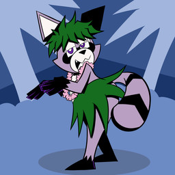 anthro bedroom_eyes dancing femboy grass_skirt looking_at_viewer male narrowed_eyes seductive side_butt solo teasing teasing_viewer pembroke indigo_park rambley_raccoon mammal procyonid raccoon 1:1