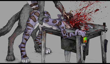 2_horns anthro antlers black_bars blood bodily_fluids danger duo female forced from_behind_position gore horn male male/female male_on_top on_top penetration rape rapist saw sex snuff tools vaginal vaginal_penetration jeffusherb felid mammal digital_media_(artwork) letterbox pixel_(artwork)