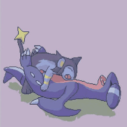 9_6 animated female feral feral_on_feral gabite humping interspecies luxio lying male missionary_position nintendo on_back open_mouth penetration penis pokémon sex size_difference straight video_games
Rating: Explicit
Score: 13
User: Lolian
Date: June 21, 2011