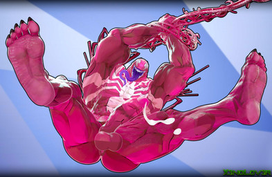 anus balls big_penis bodily_fluids butt butt_from_the_front cum emblem erection feet genital_fluids genitals humanoid_genitalia humanoid_penis leaking_cum long_tongue male muscular not_furry nude open_mouth penis pink_body purple_tongue sharp_teeth solo spread_legs spreading swinging teeth tendrils tongue tongue_out thekidxeno marvel marvel_rivals venom_(marvel) alien alien_humanoid humanoid symbiote 3d_(artwork) absurd_res blender_(artwork) digital_media_(artwork) hi_res