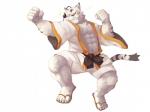 5_fingers abs anthro clothing fingers fur kemono male muscular muscular_anthro muscular_male pecs simple_background solo white_background white_body white_fur lowerkuo felid mammal pantherine tiger 2018 digital_media_(artwork)