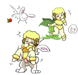 anthro duo female male male/female 6363 naughty_rabbit bovid caprine lagomorph leporid mammal rabbit sheep