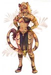 abs anklet anthro armband athletic athletic_anthro athletic_female biceps big_breasts blonde_hair blue_eyes bottomwear braided_hair breasts brown_body brown_fur claws cleavage clothed clothing digitigrade eyebrows eyelashes fangs feet female finger_claws foot_wraps fur hair hands_on_hips jewelry leg_wrap loincloth looking_aside pawpads pose pubes sharp_teeth skimpy sling_bra smile solo standing striped_body striped_fur stripes tail tail_tuft teeth toe_claws topwear tuft under_boob wraps wristwear cheshirkas final_fantasy final_fantasy_xiv square_enix kaoru_(kaoruaoki) felid hrothgar mammal 2025 full-length_portrait hi_res pinup portrait