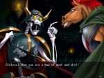 anterior_nasal_aperture anthro armor bone cape clothing dungeon duo halberd headgear helmet horn insult male melee_weapon polearm skeleton text weapon what rin_sin words_worth catora stallion_(character) animated_skeleton equid equine horse mammal undead 4:3 digital_media_(artwork) english_text