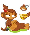 angry anthro banana blush butt cross-popping_vein dart feet female food fruit hair male plant ponytail solo tail topknot wounded limboday050 bloons_tower_defense ninja_kiwi dart_monkey_(bloons) haplorhine mammal monkey primate distracting_watermark hi_res watermark