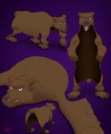 4_legs bear_rug black_nose brown_body brown_eyes brown_fur feral fur looking_at_viewer male on_two_legs open_mouth pink_tongue possessed_inanimate simple_background solo taxidermy tongue monocerus animate_inanimate bear mammal 5:6 absurd_res hi_res model_sheet