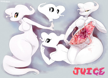 black_sclera breasts female gore half-closed_eyes multiple_poses narrowed_eyes nightmare_fuel not_furry one_eye_closed pose simple_background solo tentacles wide_hips wink yellow_eyes sunibee juice_(sunibee) ghost monster spirit