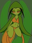 antennae_(anatomy) anthro blush breasts female looking_at_viewer mouthless non-mammal_breasts outline plant solo shinkaku bug_fables moonsprout_games acolyte_aria_(bug_fables) arthropod insect mantis digital_media_(artwork) hi_res