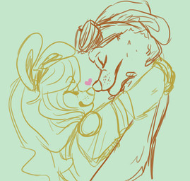 anthro clothed clothed_anthro clothed_female clothed_male clothing duo eyes_closed eyewear female feral goggles heart_symbol hug love male nose_to_nose smile smiling_at_another smiling_at_each_other creep_(artist) jak_and_daxter naughty_dog sony_corporation sony_interactive_entertainment daxter tess_(jak_and_daxter) mammal mustelid ottsel low_res sketch