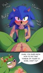 anthro blue_body blue_eyes blush blush_lines bodily_fluids dialogue duo fellatio genitals kissing looking_at_viewer male male/male onomatopoeia oral penile penis penis_kissing saliva sex sound_effects speech_bubble text vesper_thee_bat archie_comics sega sonic_the_hedgehog_(archie) sonic_the_hedgehog_(comics) sonic_the_hedgehog_(series) scourge_the_hedgehog sonic_the_hedgehog eulipotyphlan hedgehog mammal 2025 absurd_res cel_shading comic english_text hi_res shaded