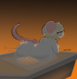 anthro bathroom bathtub big_butt butt eyes_closed fart fart_bubbles fart_cloud female female/female grunting leaning leaning_forward relieved smile solo guster_3008 terrible_mouse lorna_(terrible_mouse) mammal mouse murid murine rodent hi_res