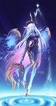 anthro biped blue_body blue_skin clothed clothing eyebrows female hair humanoid_pointy_ears long_hair magic_user pointy_ears sky solo white_eyebrows white_hair yellow_eyes golub.lol league_of_legends riot_games tencent soraka humanoid 2024 absurd_res artist_name dated digital_media_(artwork) hi_res shaded