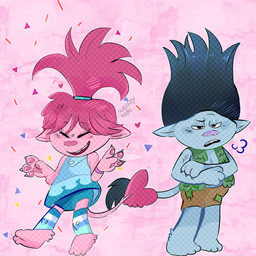 3_toes 4_fingers arm_tuft arms_bent bangs barefoot black_hair black_mouth black_tail_tuft blue_body blue_clothing blue_dress blue_fur blue_hair blue_hair_tie blue_leg_warmers blue_legwear blue_panties blue_tail blue_underwear blush blush_lines bottomwear brown_bottomwear brown_clothing brown_shorts button_(fastener) claws clothed clothed_female clothed_humanoid clothed_male clothing confetti crossed_arms dress duo elbow_tuft eyebrow_through_hair eyebrows eyelashes eyes_closed feet female female_humanoid finger_claws fingers fully_clothed fully_clothed_female fully_clothed_humanoid fully_clothed_male fur green_clothing green_topwear green_vest hair hand_pawpads happy humanoid_pointy_ears leg_warmers legwear light male male_humanoid multicolored_clothing multicolored_hair multicolored_leg_warmers multicolored_legwear not_furry open_mouth open_smile panties patch_(fabric) pattern_clothing pattern_leg_warmers pattern_legwear pawpads pink_background pink_body pink_fur pink_pawpads pink_tail pointy_ears ponytail purple_nose purple_wristband red_mouth shorts sigh simple_background smile standing striped_clothing striped_leg_warmers striped_legwear stripes tail tail_tuft teeth text toes topwear translucent translucent_hair tuft two_tone_hair underwear unimpressed vest white_claws wolflly10 dreamworks trolls_(dreamworks) branch_(trolls) poppy_(trolls) humanoid tailed_humanoid troll_(mythology) troll_(trolls) 1:1 2024 absurd_res artist_name colored dated english_description hi_res lighting shaded