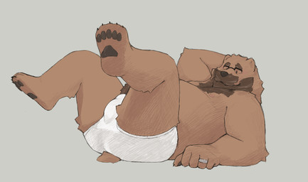 5_fingers 5_toes anthro beard body_hair briefs bulge butt chest_hair clothing digit_ring eyewear facial_hair feet fingers glasses jewelry legs_up lying male on_back overweight overweight_anthro overweight_male pawpads pubes ring scratching_head solo tighty_whities toes underwear wearing_glasses wedding_ring white_briefs white_clothing white_underwear professor_fluff bear brown_bear grizzly_bear mammal ursine hi_res