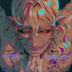 ahoge ambiguous_gender blush collar crow's_feet curly_hair dialogue dominant dominant_human dominant_pov duo eye_bags eyebrows eyelashes first_person_view glistening_markings green_eyes grin grinning_at_viewer hair humanoid_pointy_ears lips long_hair looking_at_viewer male not_furry nude piercing pointy_ears pov_hands sharp_teeth smile smiling_at_viewer spiral spiral_eyes spiral_markings submissive submissive_humanoid teeth text the_distortion_(tma) blackberreh the_magnus_archives michael_shelley avatar_(tma) entity_(tma) human humanoid mammal spiral_(tma) 1:1 absurd_res digital_media_(artwork) english_text hi_res male_(lore) trans_(lore) trans_man_(lore)